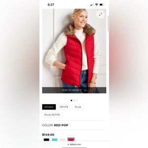 Talbots Vest Size L - Red